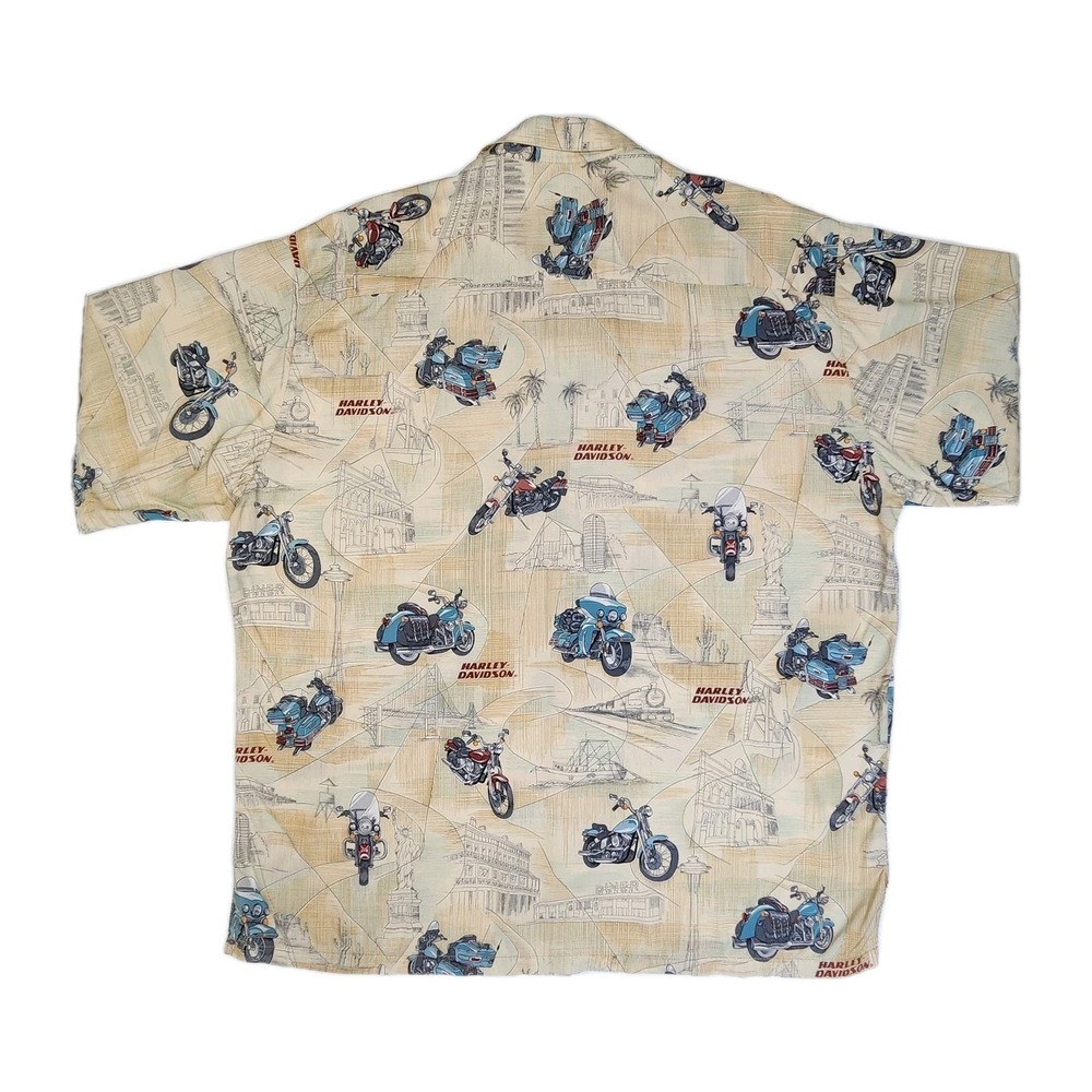 Harley Davidson x Tori Richard Aloha Shirt XL Vintage Y2K Viscose USA-Made AOP - Picture 2 of 9